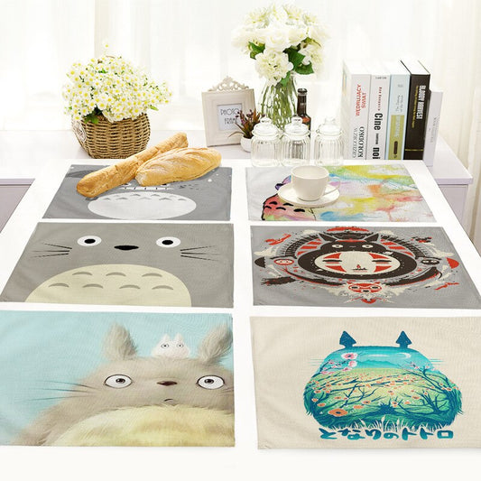 Cartoon Totoro Table Mats Nordic Home Placemat for Dining Table Linen Rectangle Kitchen Decoration Accessories Home